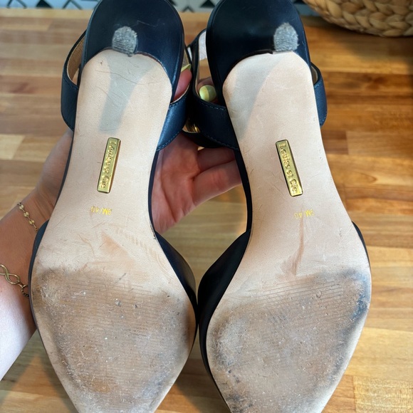 Louise et Cie Navy Women's Slingback Ankle Strap Pump Size 9 Leather Upper - Picture 7 of 11